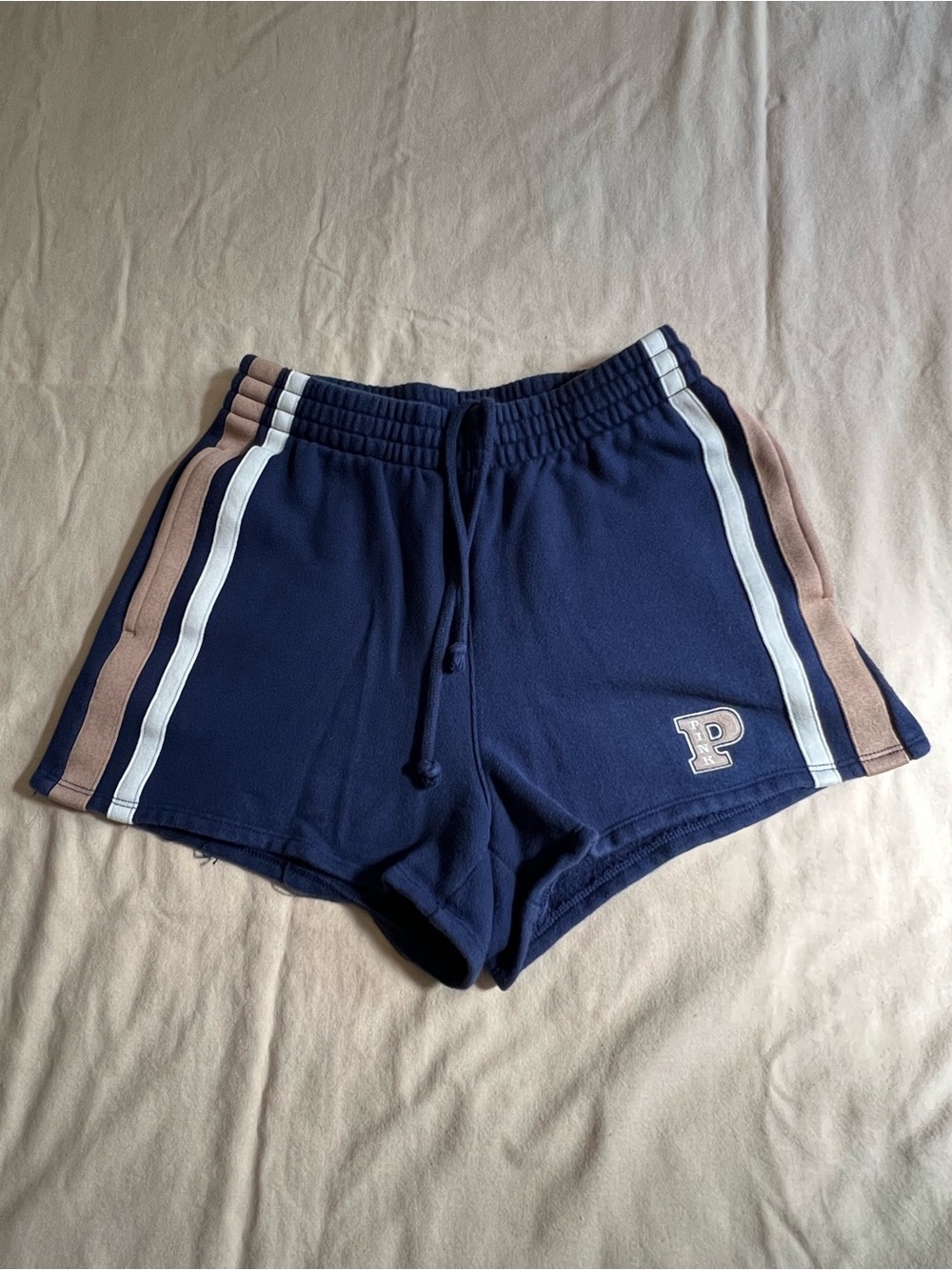 PINK Victoria's Secret Navy Blue Shorts with Pink and White Stripes